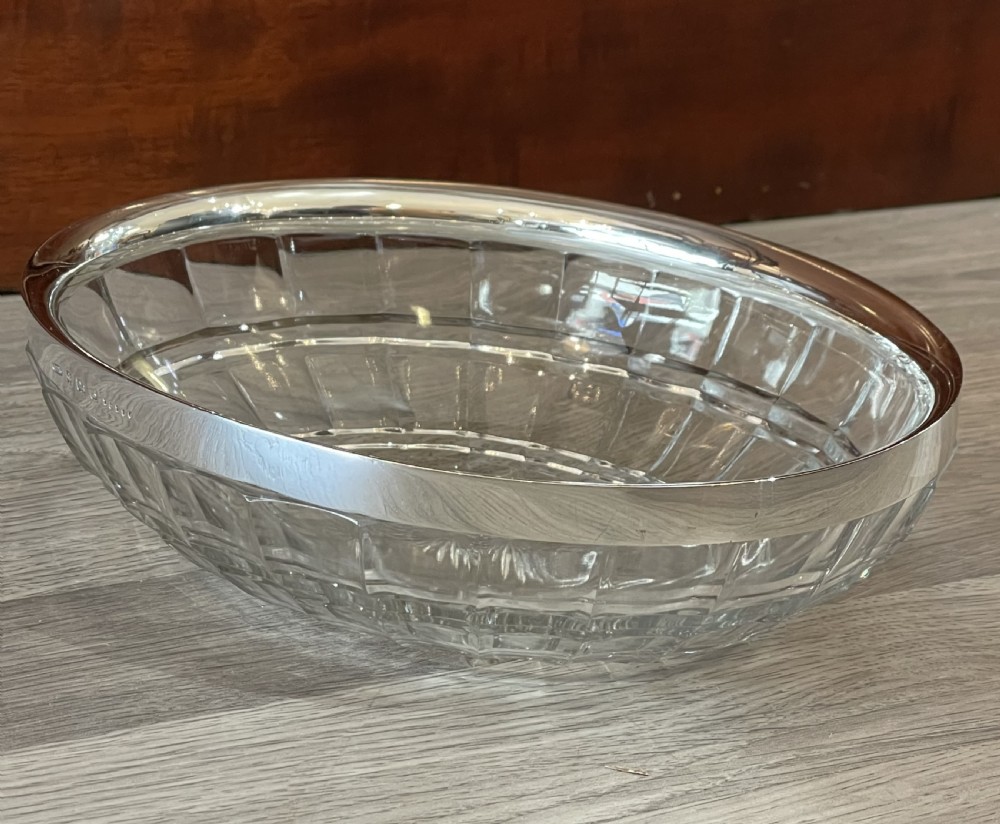 Stylish George V Silver & Cut Glass Fruit Bowl View VI