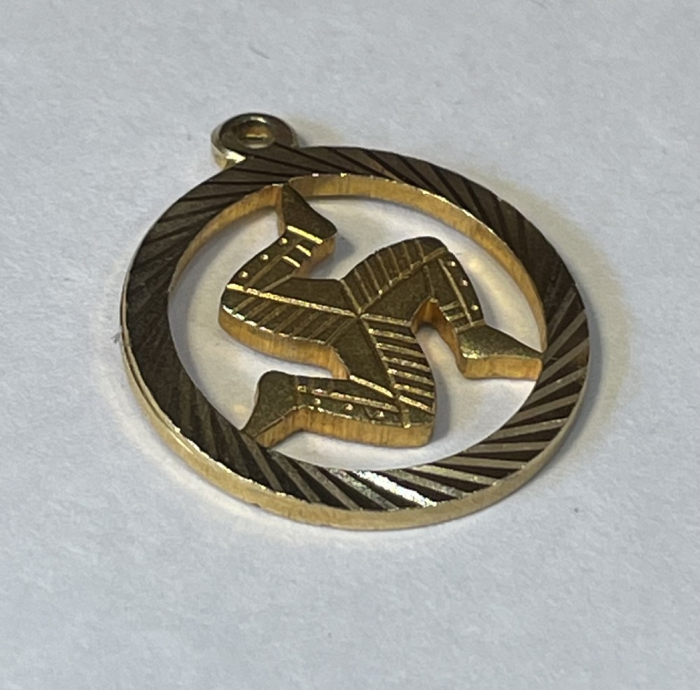 9ct Gold Charm Pendant, Manx Triskelion View II