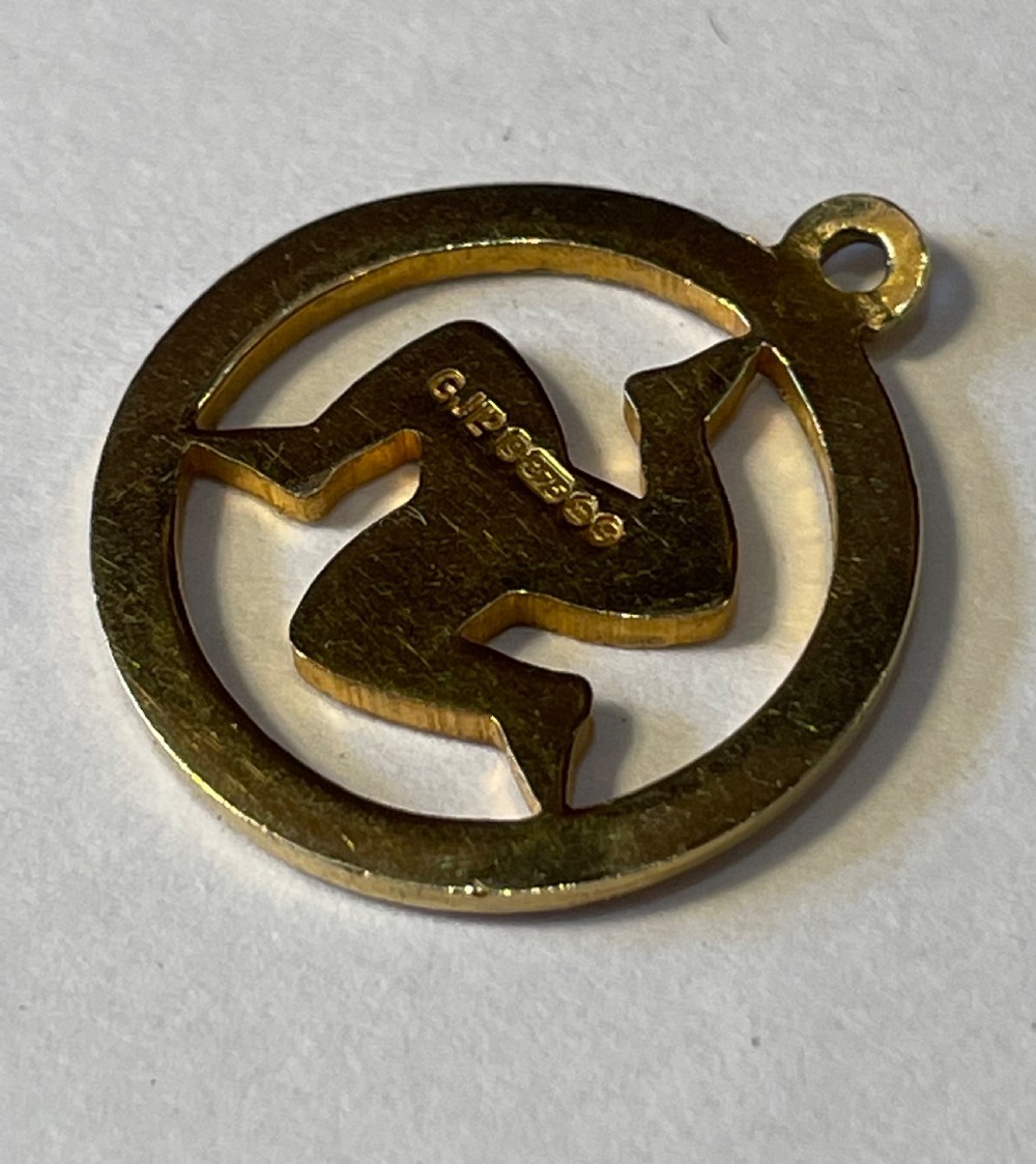 9ct Gold Charm Pendant, Manx Triskelion View III