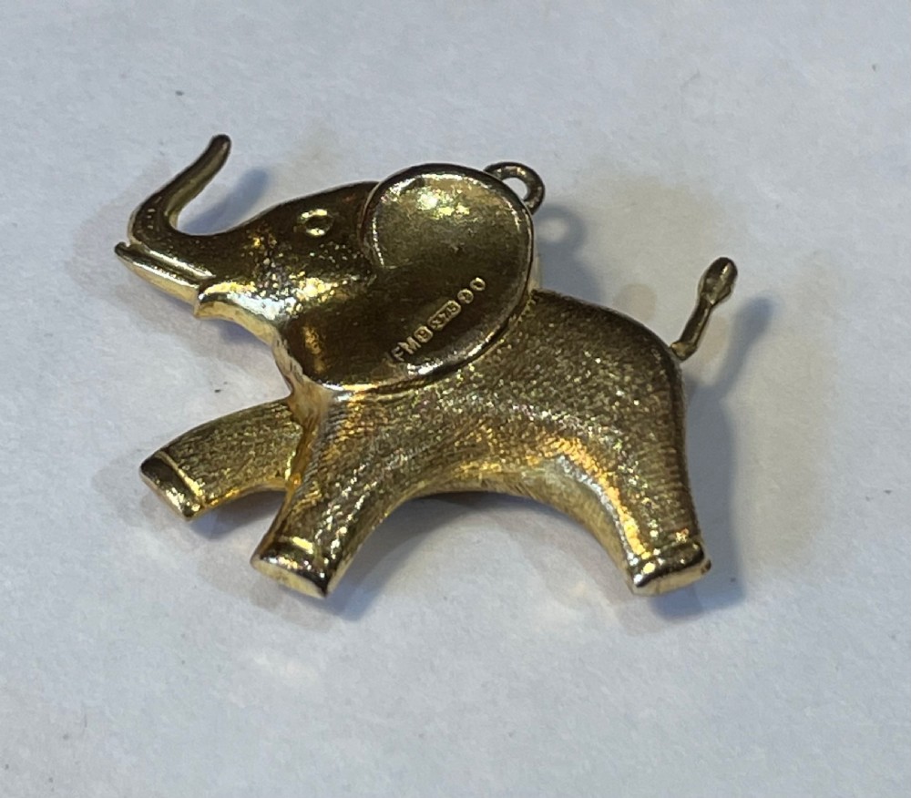 9ct Gold Elephant Charm Pendant  View II