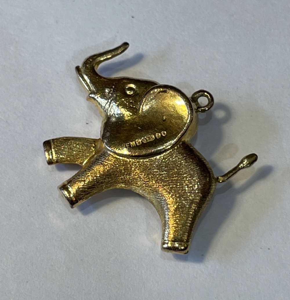 9ct Gold Elephant Charm Pendant  View III