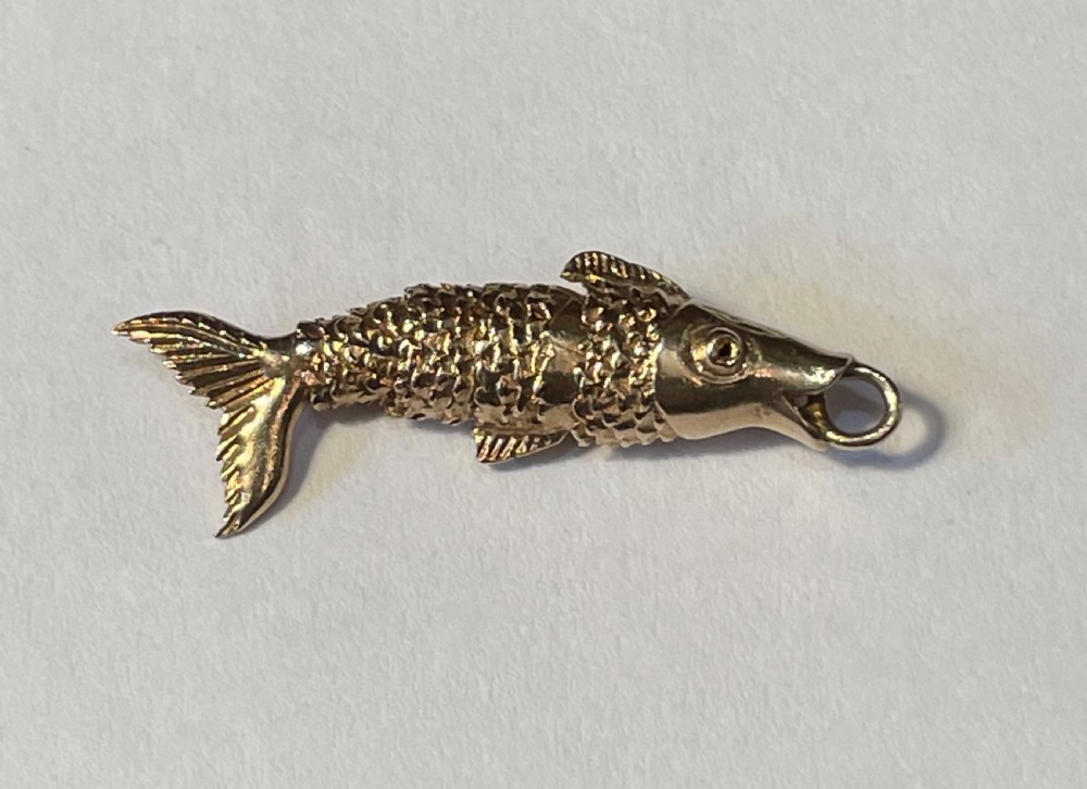 9ct Gold Charm Pendant, Articulated Fish