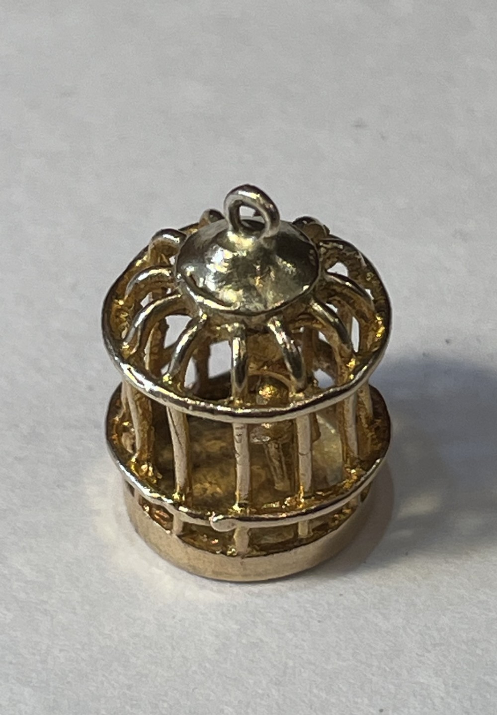 9ct Gold Charm Pendant, Bird Cage