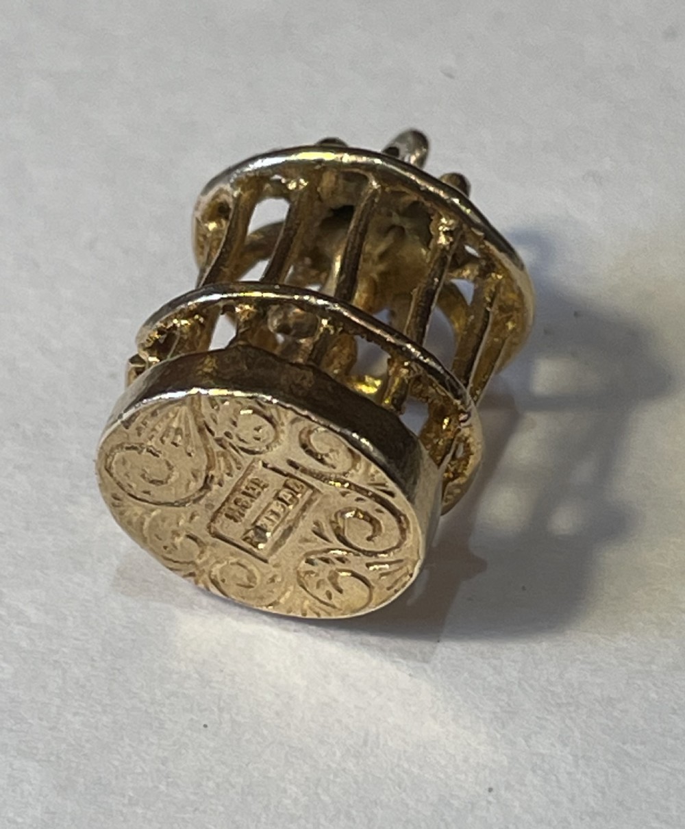 9ct Gold Charm Pendant, Bird Cage View II