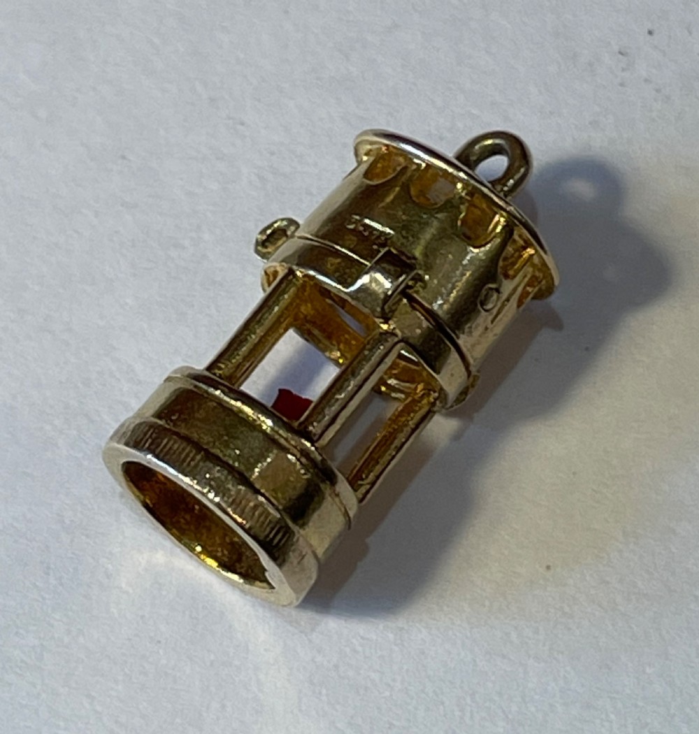 9ct Gold Charm Pendant, Miner’s Lantern