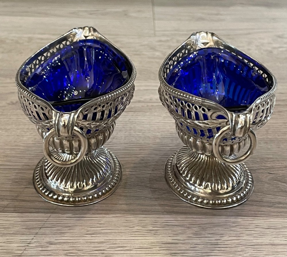Quality Pair of Victorian Solid Silver Table Salts, 1892 View III