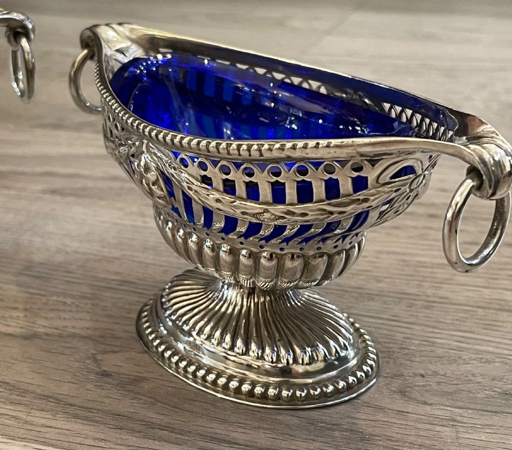 Quality Pair of Victorian Solid Silver Table Salts, 1892 View IV
