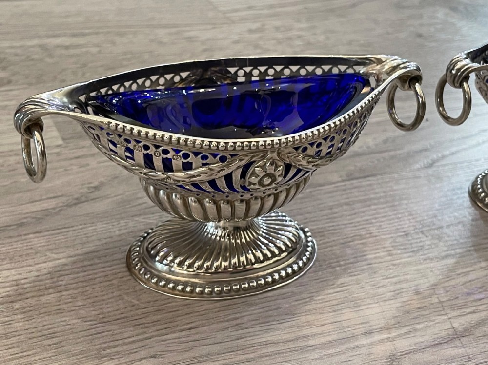 Quality Pair of Victorian Solid Silver Table Salts, 1892 View VI