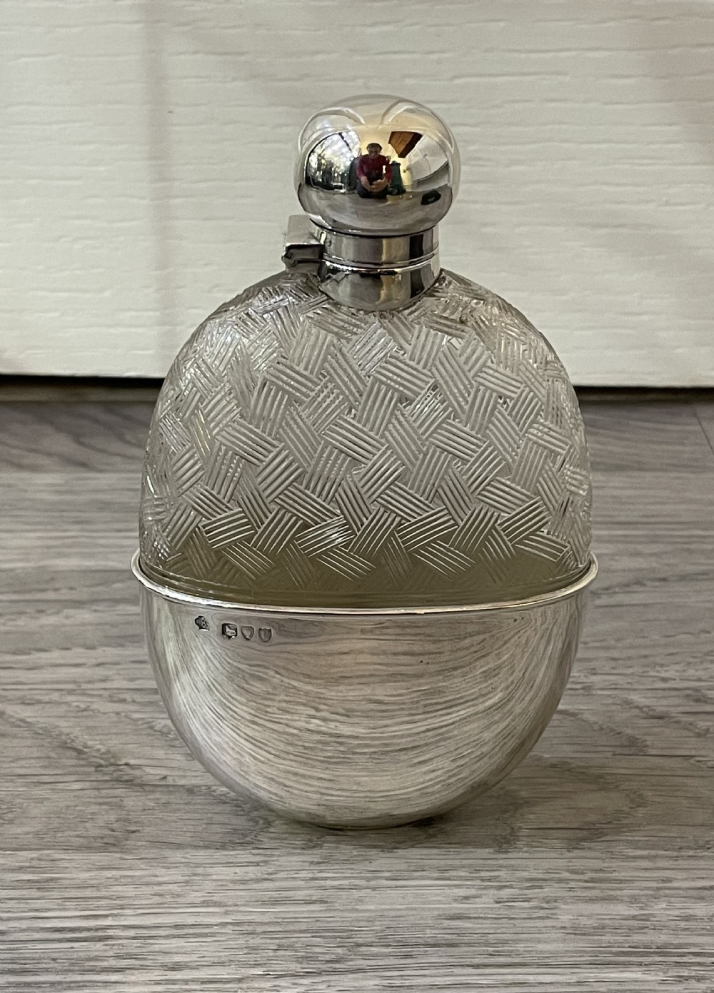 Victorian Silver & Glass Hip Flask Flask, 1895