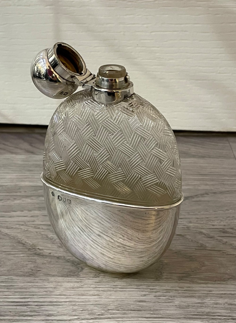 Victorian Silver & Glass Hip Flask Flask, 1895 View II