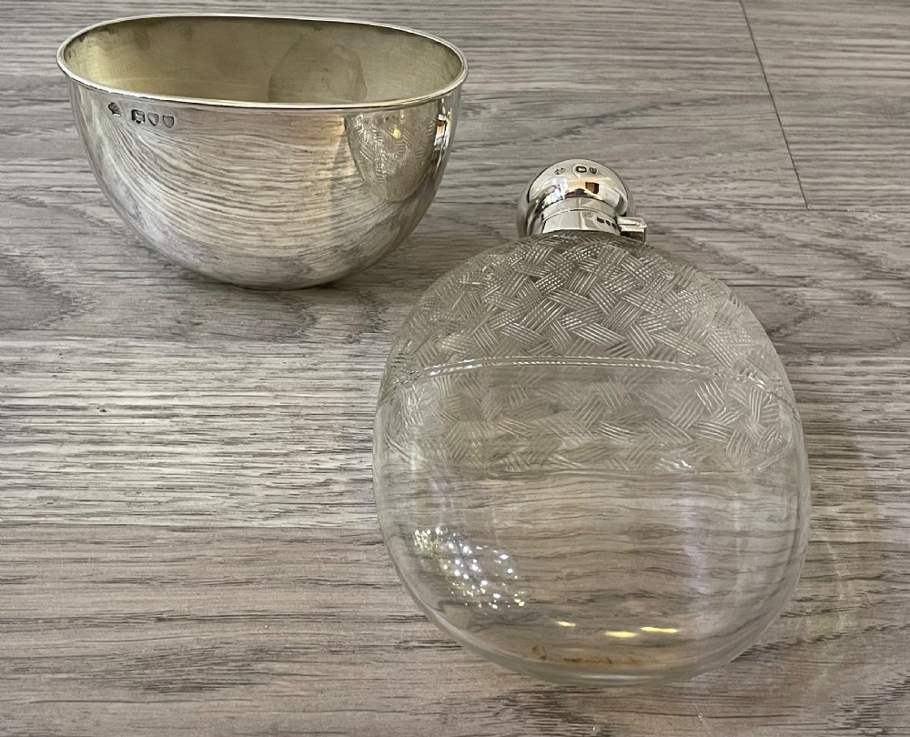 Victorian Silver & Glass Hip Flask Flask, 1895 View III