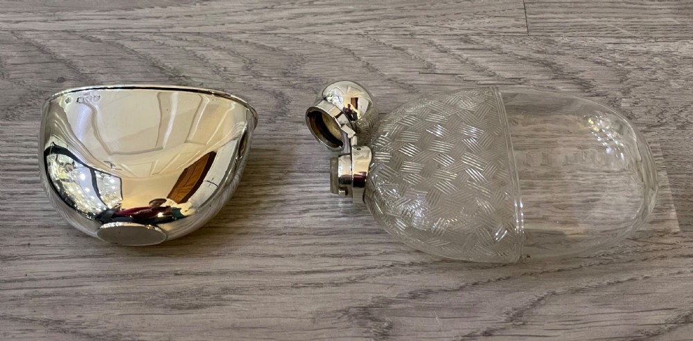 Victorian Silver & Glass Hip Flask Flask, 1895 View IV
