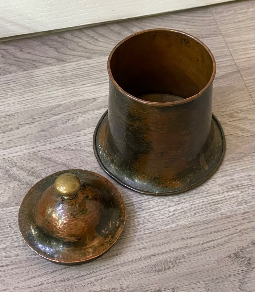 Stylish Arts & Crafts Copper Cannister Tobacco Jar View IV