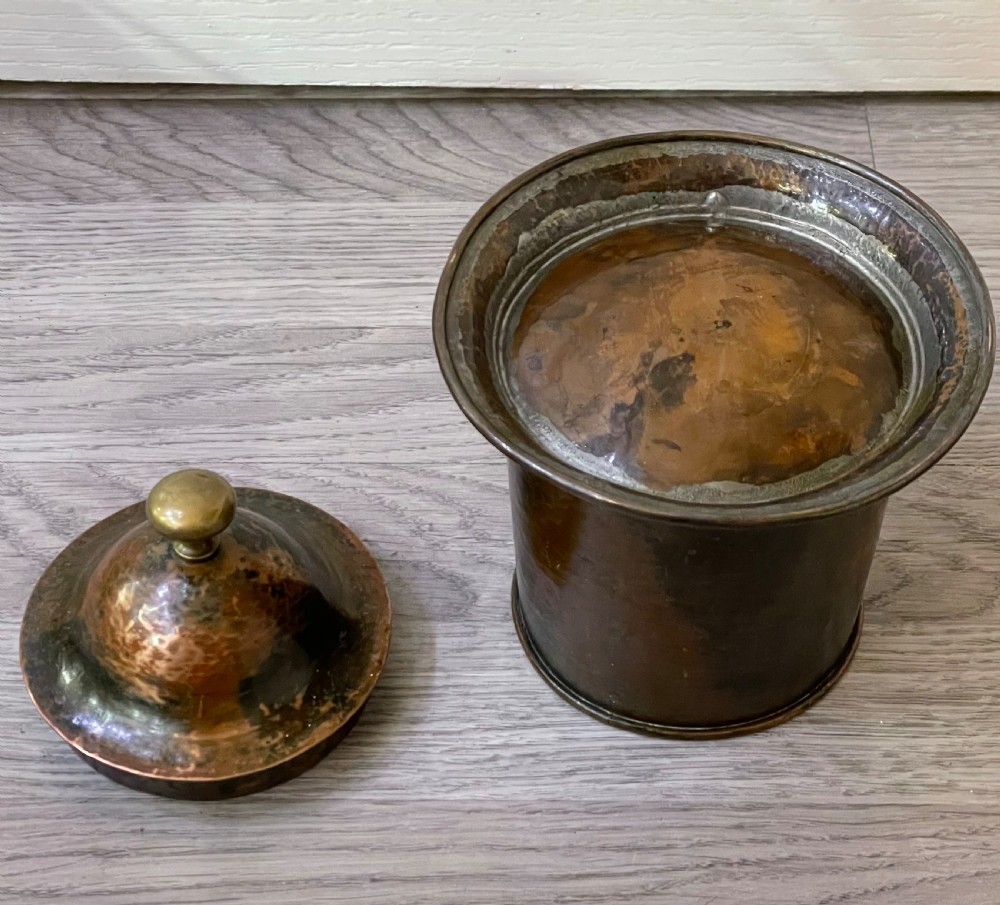 Stylish Arts & Crafts Copper Cannister Tobacco Jar View V