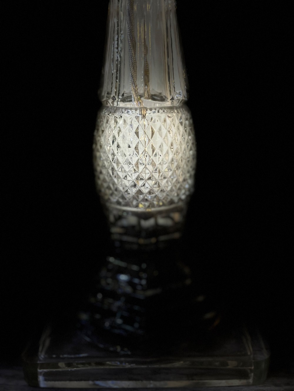 Quality 1930s Cut Glass Table Lamp View V