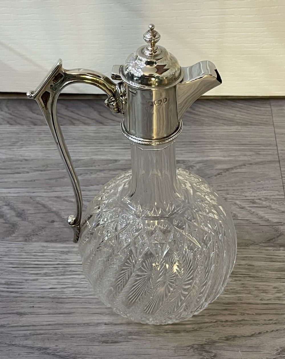 Victorian Solid Silver Mounted and Cut Glass Claret Jug, 1885 View II