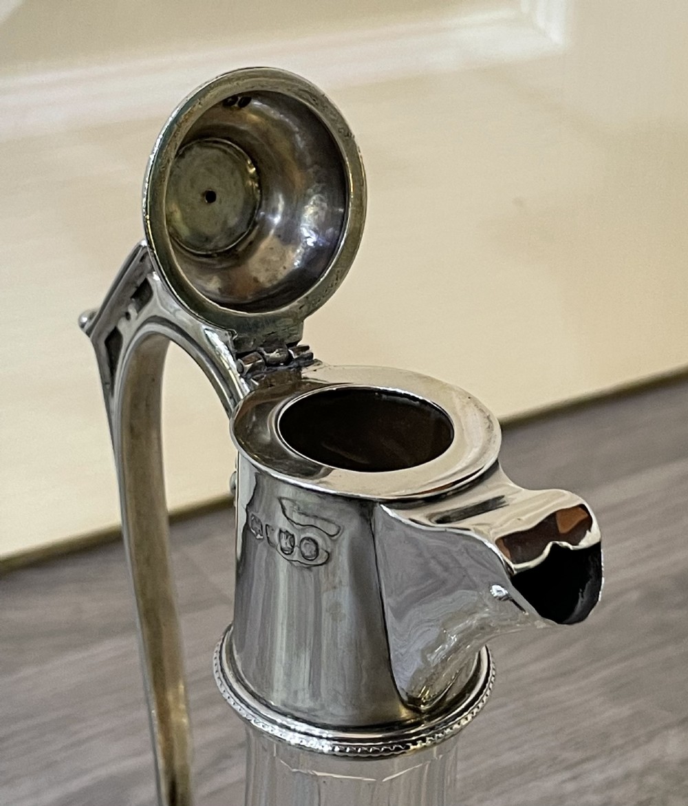 Victorian Solid Silver Mounted and Cut Glass Claret Jug, 1885 View V