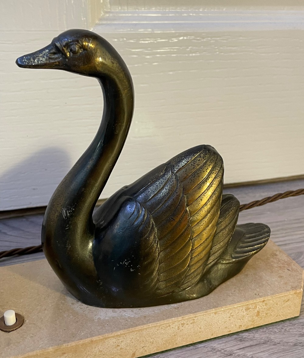 French Art Deco & Spelter Mood Lamp, signed M Leduca View II