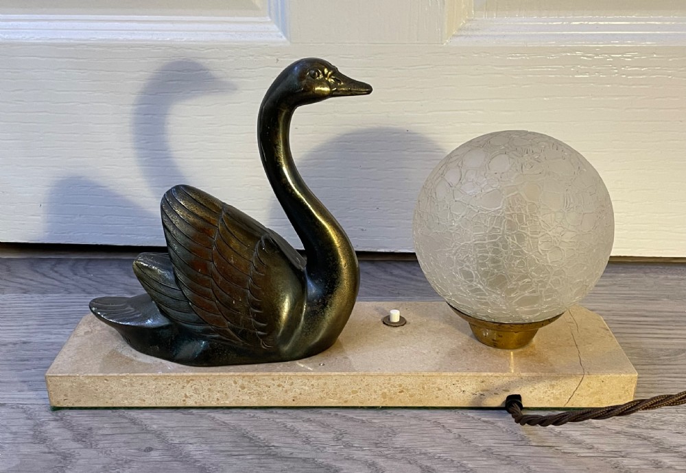 French Art Deco & Spelter Mood Lamp, signed M Leduca View V