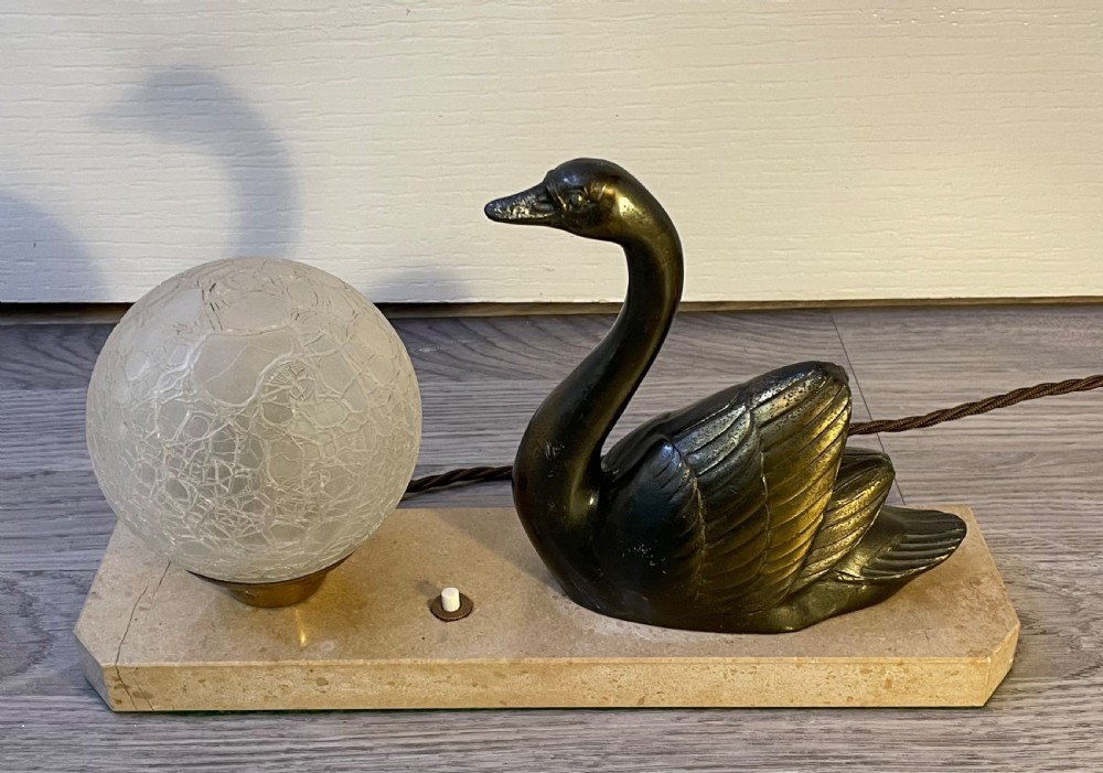 French Art Deco & Spelter Mood Lamp, signed M Leduca View VI