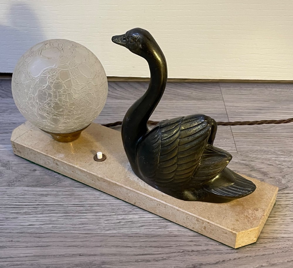 French Art Deco & Spelter Mood Lamp, signed M Leduca View VII