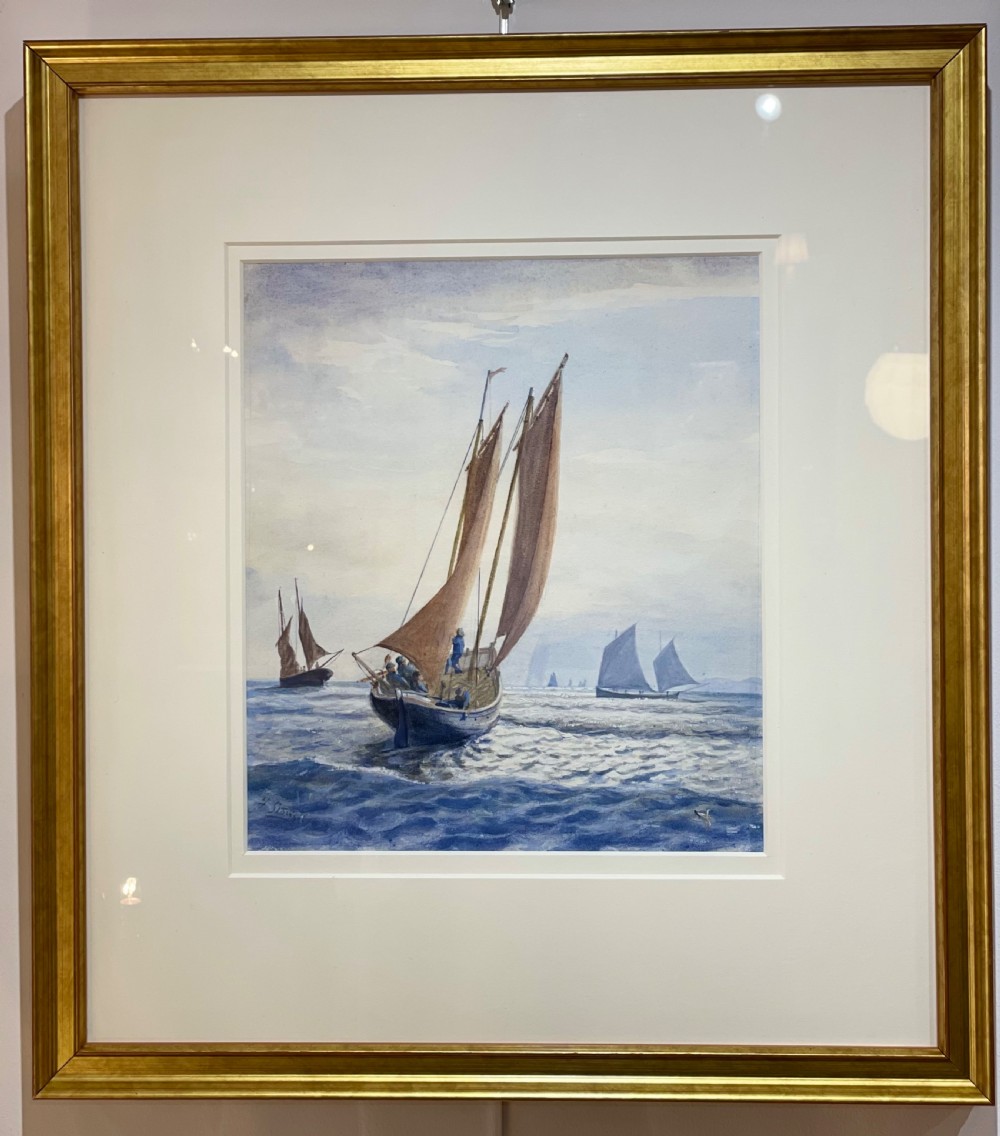 Victorian Marine Watercolour, Isle of Man By Flaxney Stowell (1846 - 1916)