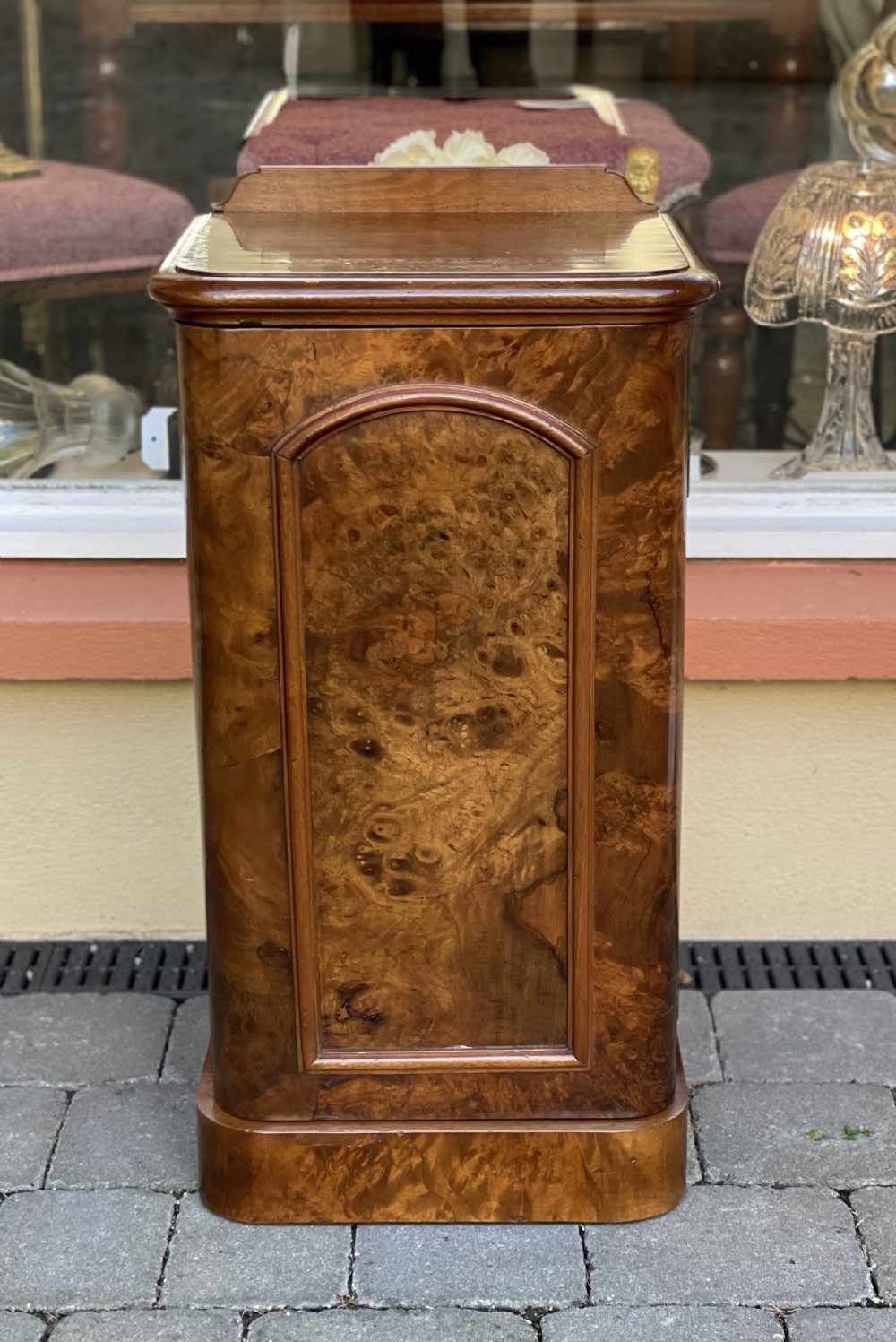 Victorian Burr Walnut Bedside Cabinet