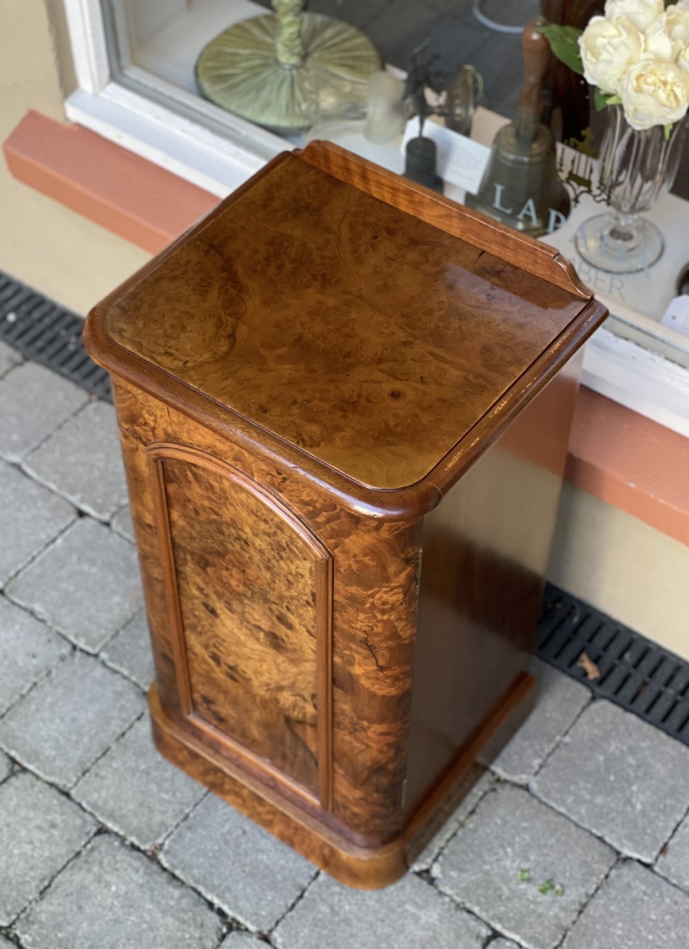 Victorian Burr Walnut Bedside Cabinet View II