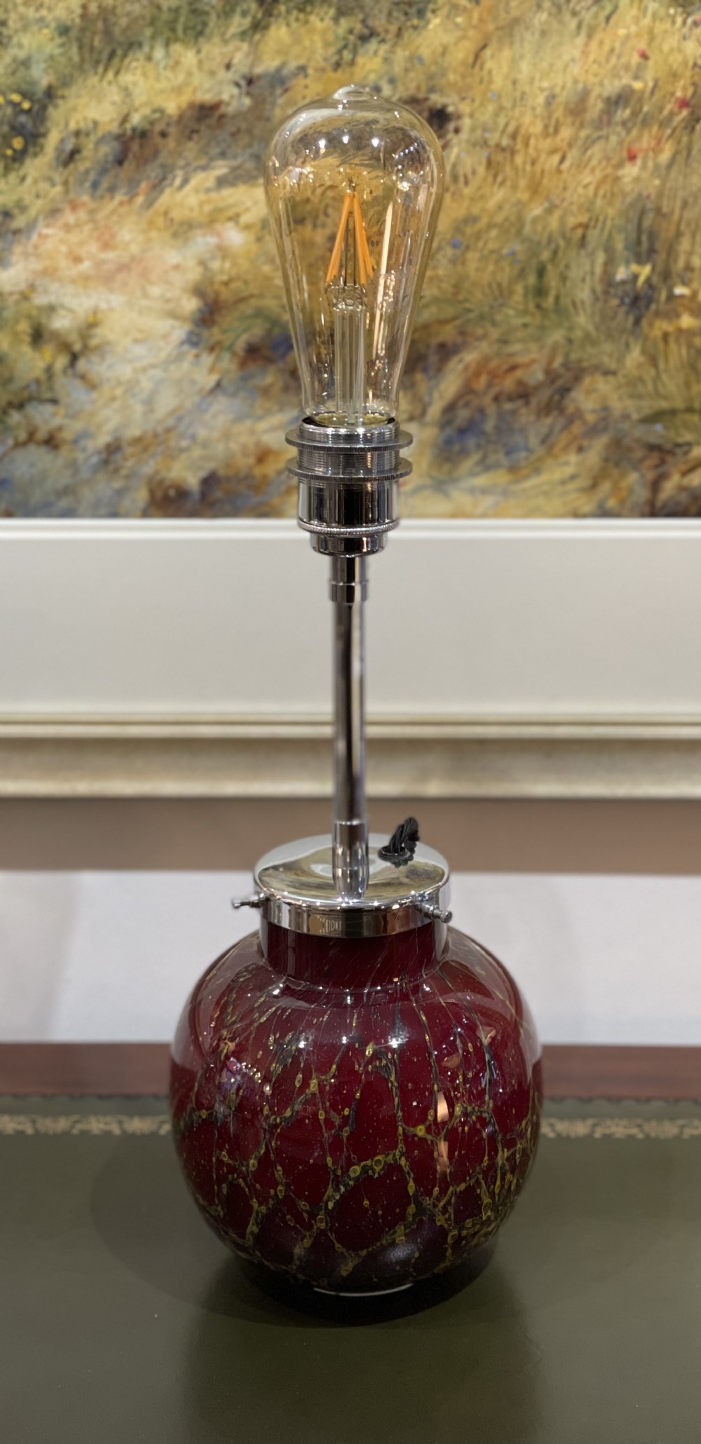 German Ikora Glass Table Lamp from WMF, 1930s