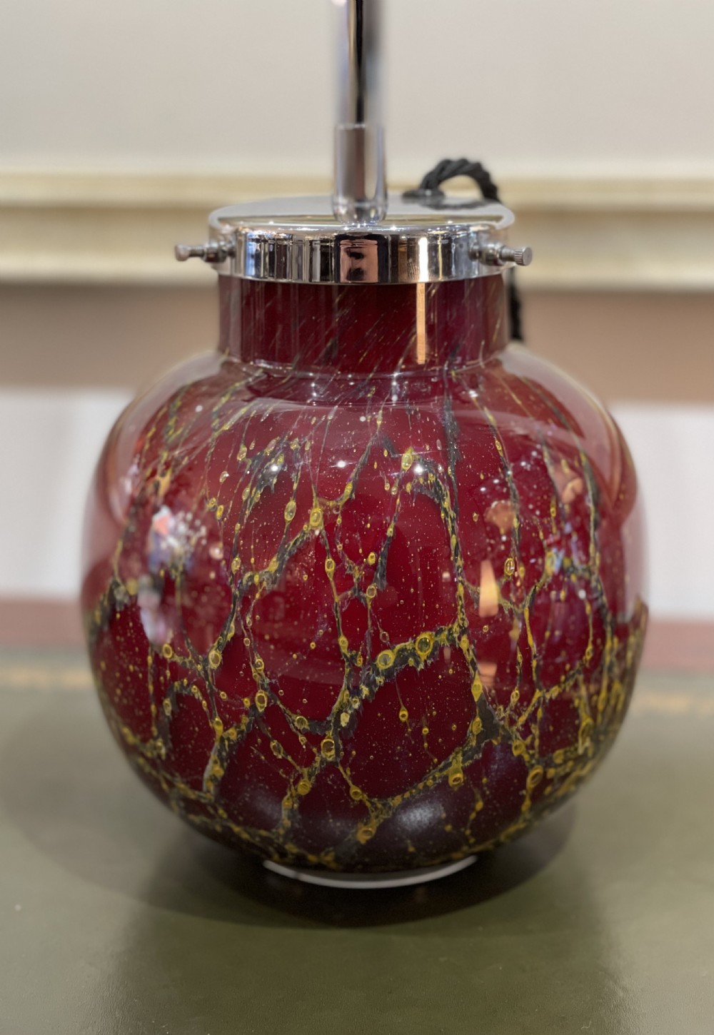 German Ikora Glass Table Lamp from WMF, 1930s View IV