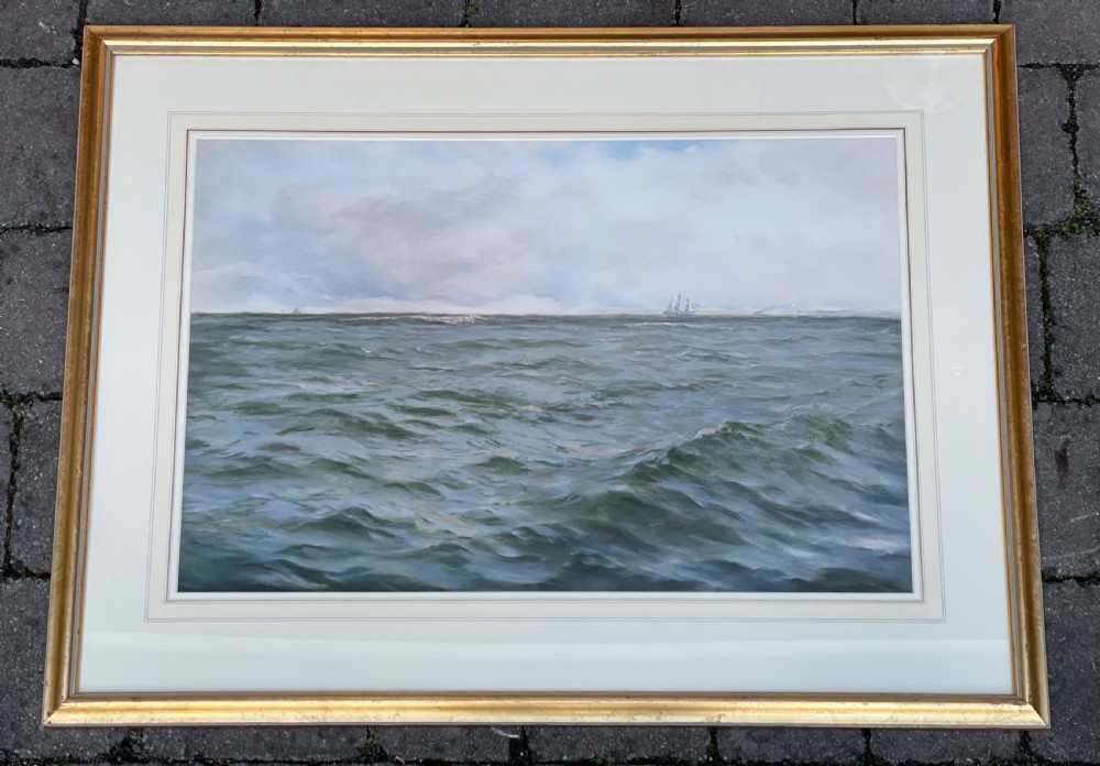 Large Marine Watercolour by James Aitken, The Mersey