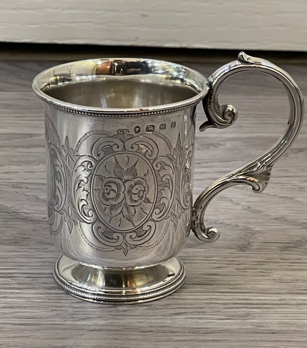 Victorian Silver Christening Mug Cup by George Unite, 1866