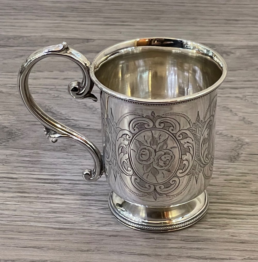 Victorian Silver Christening Mug Cup by George Unite, 1866 View II