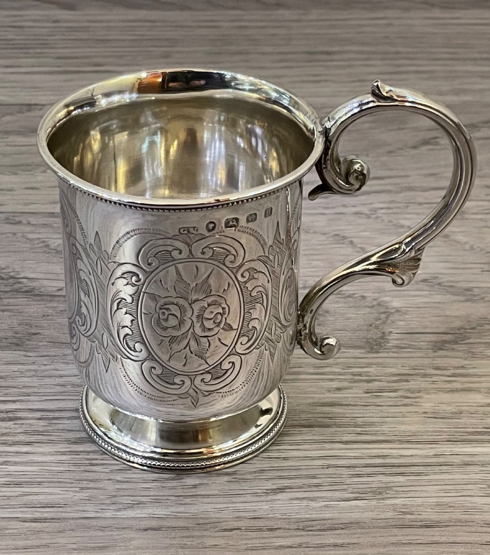 Victorian Silver Christening Mug Cup by George Unite, 1866 View IV