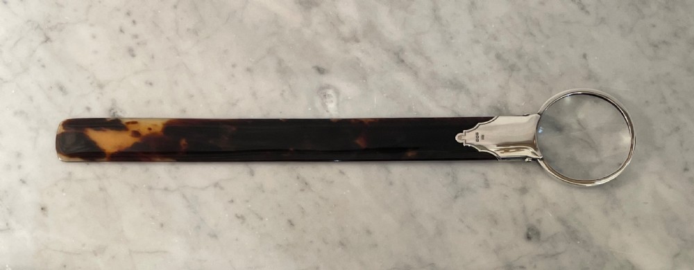Good George V Solid Silver & Faux Tortoiseshell Magnifying Glass View IV