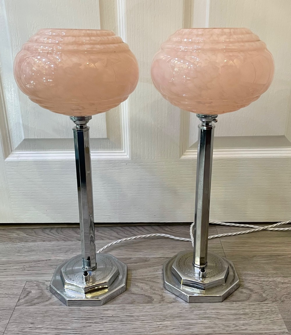 Great Pair of Art Deco Chrome Table Lamps View III