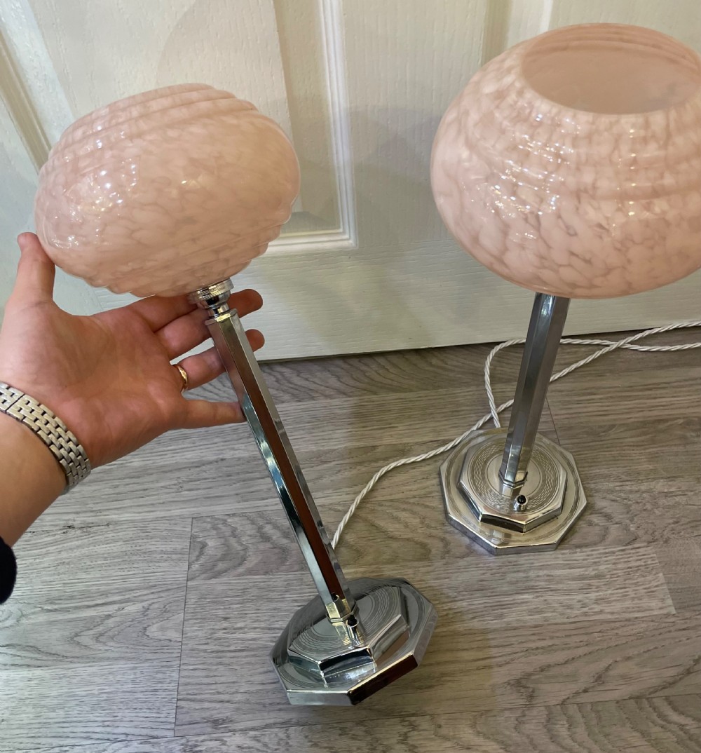 Great Pair of Art Deco Chrome Table Lamps View V