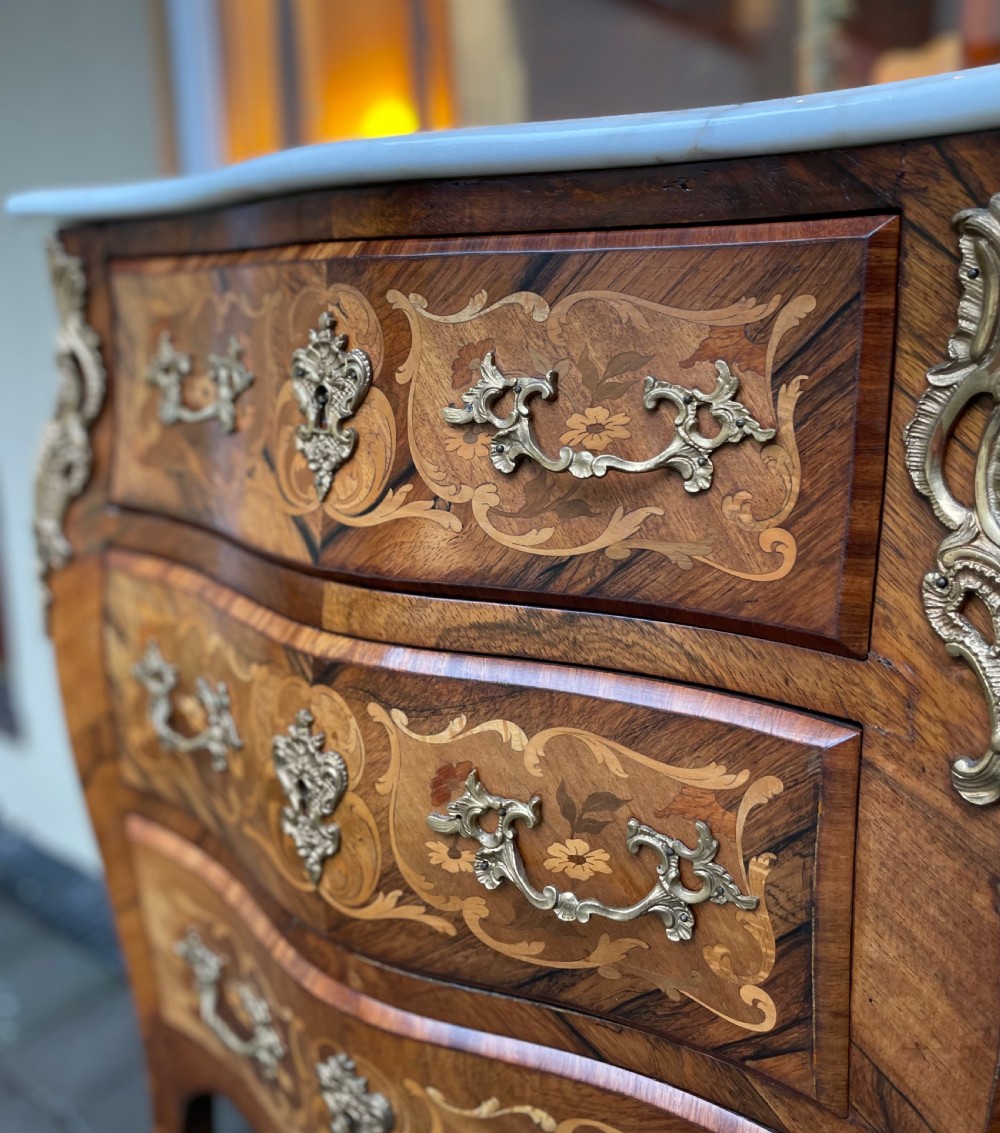 19th Century French Marquetry Chest Of Drawers Bombe Commode View IV