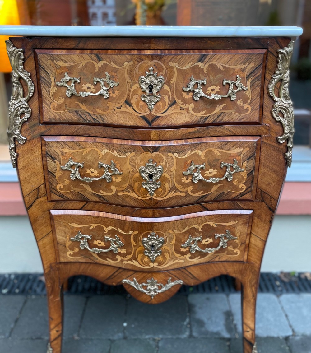 19th Century French Marquetry Chest Of Drawers Bombe Commode View VII