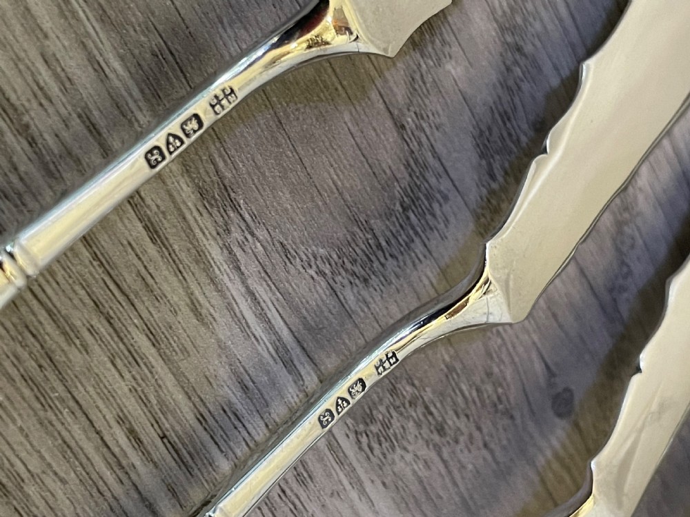Set Solid Silver Fish Knives and Forks, Albany Pattern, Chester  View VI