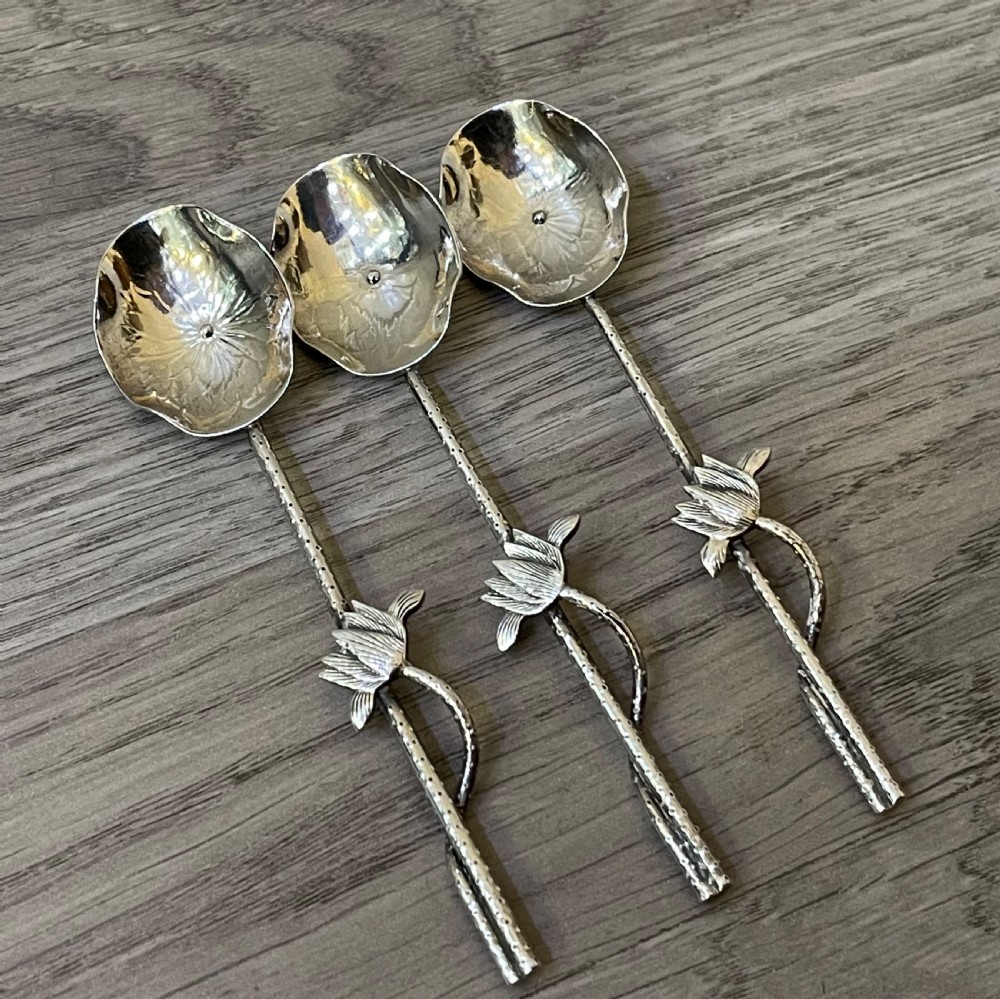Set Three Chinese Silver Spoons by Wang Hing