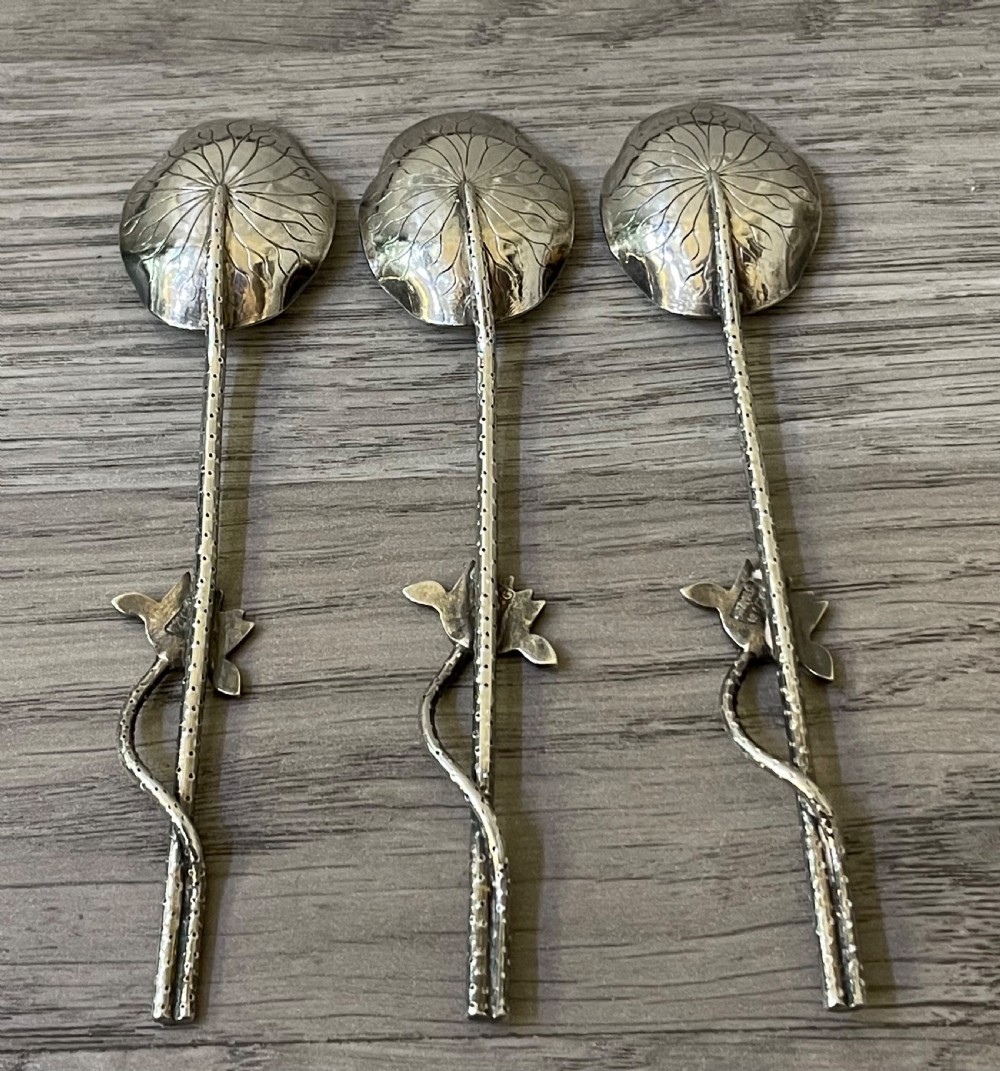 Set Three Chinese Silver Spoons by Wang Hing View V