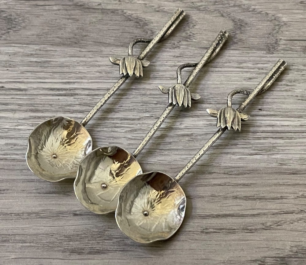 Set Three Chinese Silver Spoons by Wang Hing View VIII