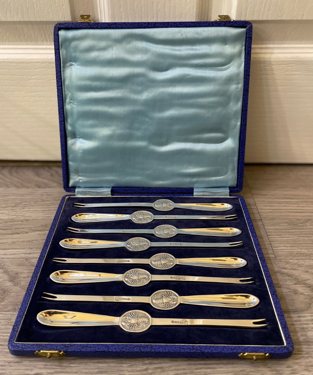 Set of Eight Silver Plated Lobster Picks Forks View II