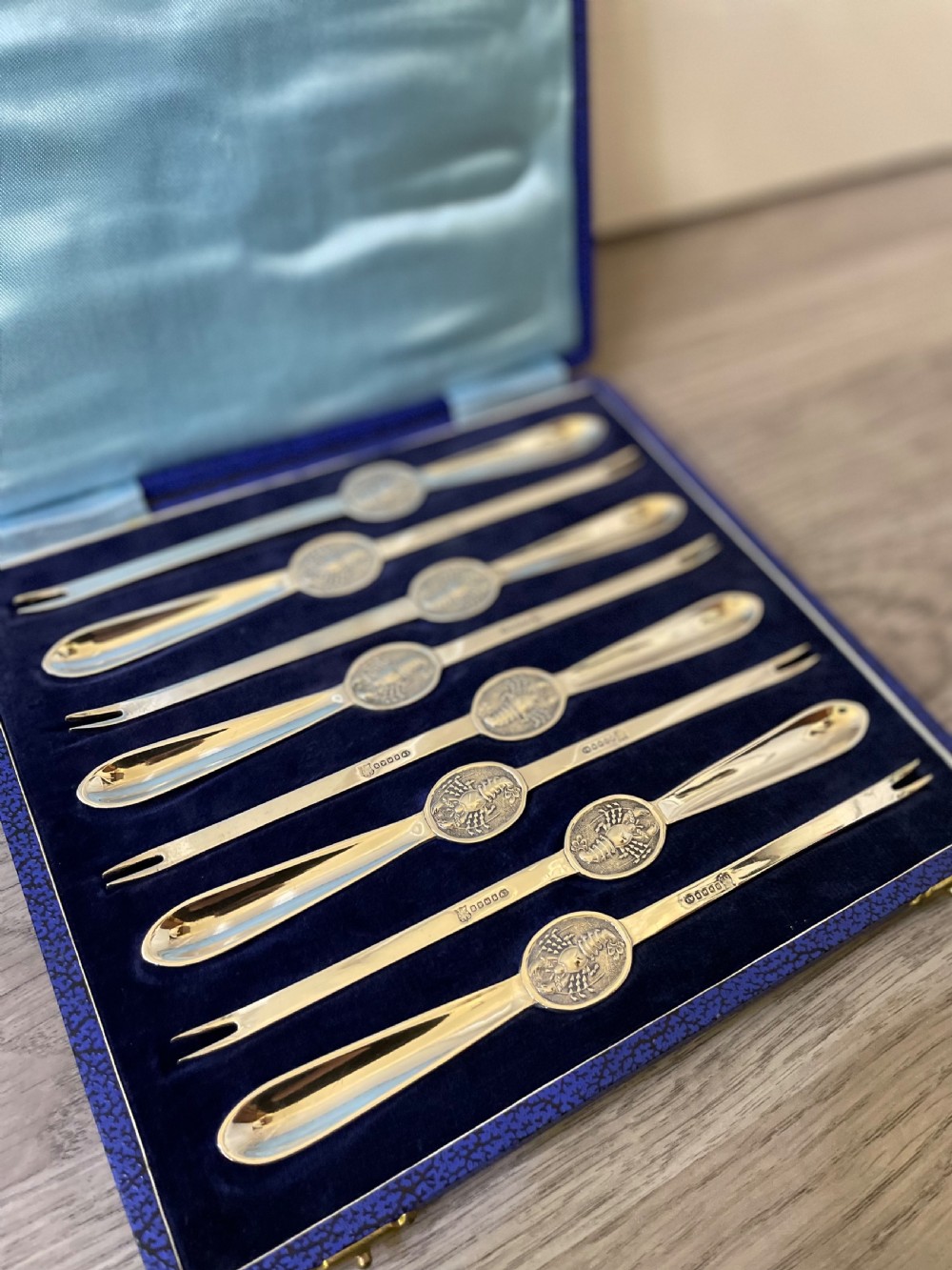 Set of Eight Silver Plated Lobster Picks Forks View III