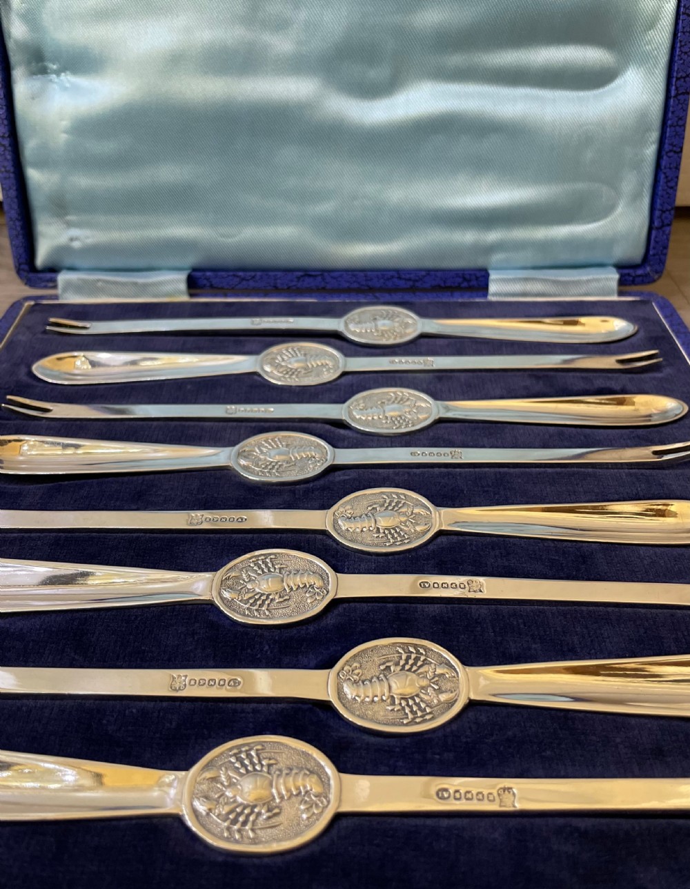 Set of Eight Silver Plated Lobster Picks Forks View V
