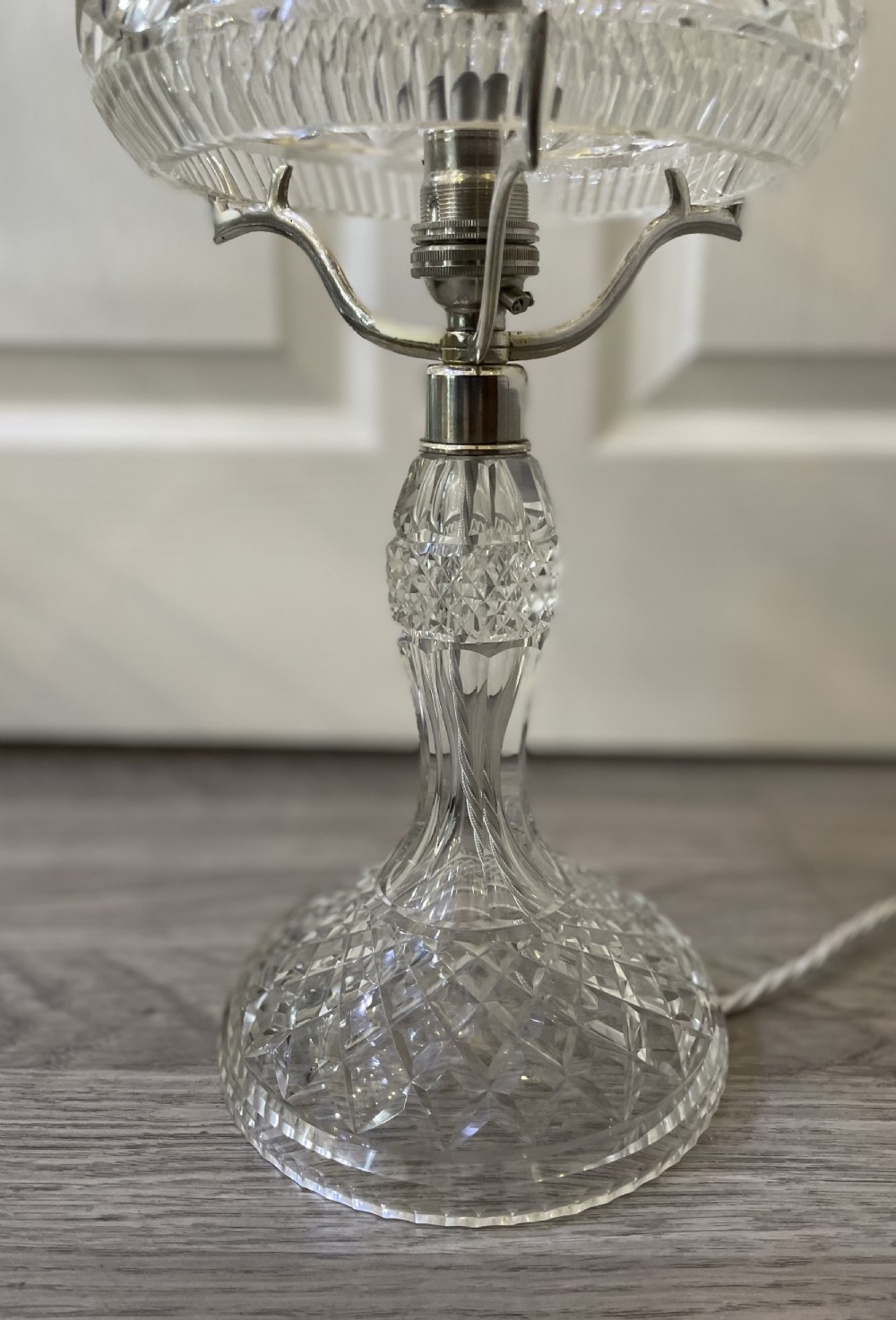 Quality 1930s Single Bulb Cut Glass Mushroom Lamp View III