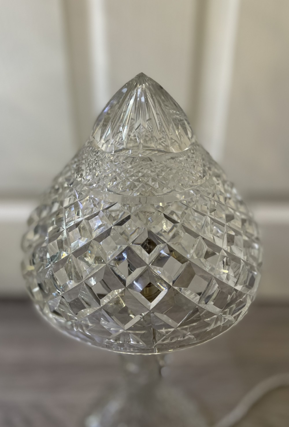 Quality 1930s Single Bulb Cut Glass Mushroom Lamp View VII