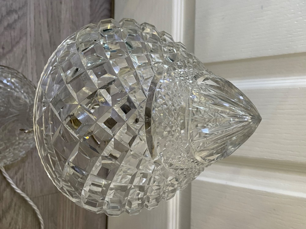Quality 1930s Single Bulb Cut Glass Mushroom Lamp View VIII