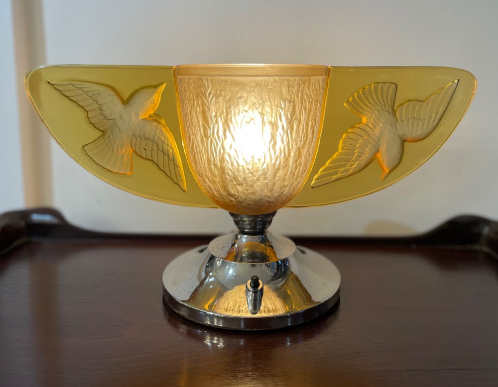Very Stylish Art Deco Moulded Glass Table Lamp